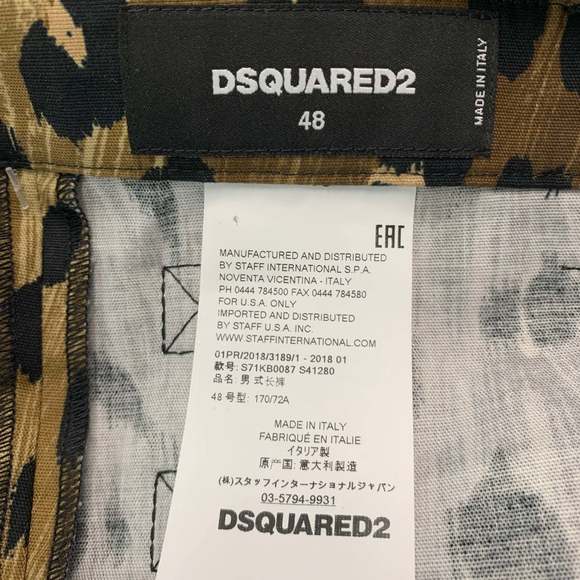 DSQUARED2 Brown Black Animal Print Cotton Elastane Dress Pants - Picture 5 of 7